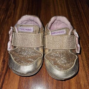 Skechers Pink and Gold Flexible Grip Sole For New Walkers Baby Size 3